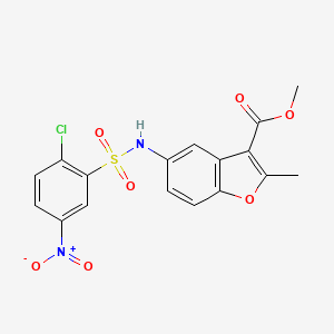 molecular formula C17H13ClN2O7S B3971294 Methyl 5-[(2-chloro-5-nitrophenyl)sulfonylamino]-2-methyl-1-benzofuran-3-carboxylate 