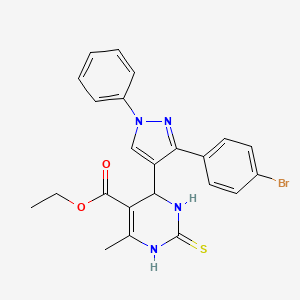molecular formula C23H21BrN4O2S B3971343 ethyl 4-[3-(4-bromophenyl)-1-phenyl-1H-pyrazol-4-yl]-6-methyl-2-thioxo-1,2,3,4-tetrahydropyrimidine-5-carboxylate 