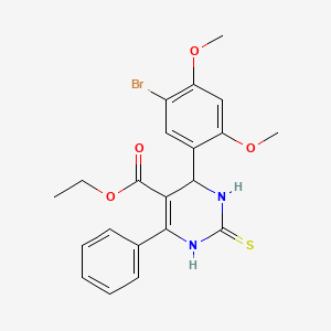 molecular formula C21H21BrN2O4S B3971408 ETHYL 4-(5-BROMO-2,4-DIMETHOXYPHENYL)-6-PHENYL-2-SULFANYLIDENE-1,2,3,4-TETRAHYDROPYRIMIDINE-5-CARBOXYLATE 
