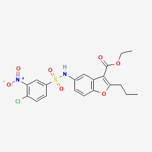molecular formula C20H19ClN2O7S B3971436 Ethyl 5-(4-chloro-3-nitrobenzenesulfonamido)-2-propyl-1-benzofuran-3-carboxylate 