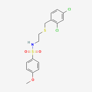 molecular formula C16H17Cl2NO3S2 B3971551 N-{2-[(2,4-dichlorobenzyl)sulfanyl]ethyl}-4-methoxybenzenesulfonamide 