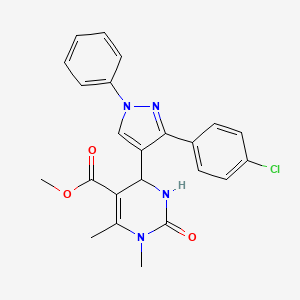 molecular formula C23H21ClN4O3 B3971612 methyl 4-[3-(4-chlorophenyl)-1-phenyl-1H-pyrazol-4-yl]-1,6-dimethyl-2-oxo-1,2,3,4-tetrahydropyrimidine-5-carboxylate 