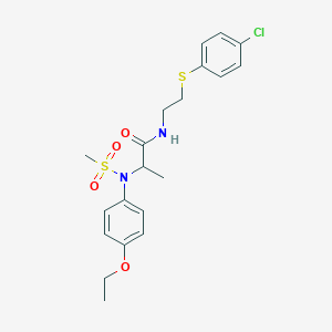 molecular formula C20H25ClN2O4S2 B3971706 N-{2-[(4-chlorophenyl)sulfanyl]ethyl}-N~2~-(4-ethoxyphenyl)-N~2~-(methylsulfonyl)alaninamide 