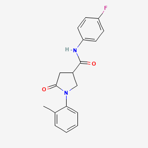 molecular formula C18H17FN2O2 B3971716 N-(4-fluorophenyl)-1-(2-methylphenyl)-5-oxopyrrolidine-3-carboxamide 
