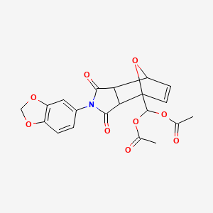 molecular formula C20H17NO9 B3971732 [2-(1,3-BENZODIOXOL-5-YL)-1,3-DIOXO-1,2,3,3A,7,7A-HEXAHYDRO-4H-4,7-EPOXYISOINDOL-4-YL]METHYLENE DIACETATE 