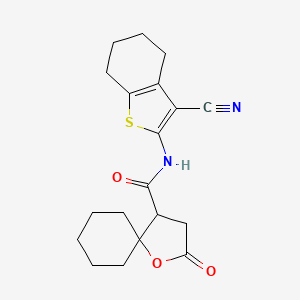 molecular formula C19H22N2O3S B3971769 N-(3-cyano-4,5,6,7-tetrahydro-1-benzothiophen-2-yl)-2-oxo-1-oxaspiro[4.5]decane-4-carboxamide 