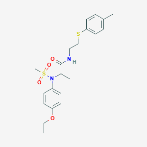 molecular formula C21H28N2O4S2 B3971785 N~2~-(4-ethoxyphenyl)-N-{2-[(4-methylphenyl)sulfanyl]ethyl}-N~2~-(methylsulfonyl)alaninamide 