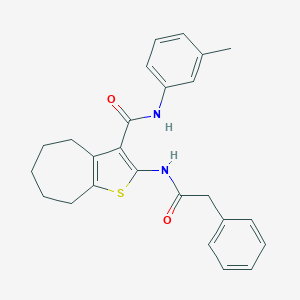 molecular formula C25H26N2O2S B397230 N-(3-methylphenyl)-2-[(phenylacetyl)amino]-5,6,7,8-tetrahydro-4H-cyclohepta[b]thiophene-3-carboxamide 