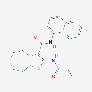 molecular formula C23H24N2O2S B397231 N-(1-naphthyl)-2-(propionylamino)-5,6,7,8-tetrahydro-4H-cyclohepta[b]thiophene-3-carboxamide 