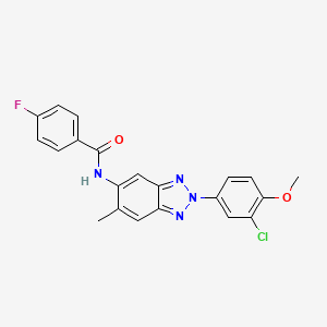 molecular formula C21H16ClFN4O2 B3972340 N-[2-(3-chloro-4-methoxyphenyl)-6-methyl-2H-benzotriazol-5-yl]-4-fluorobenzamide 