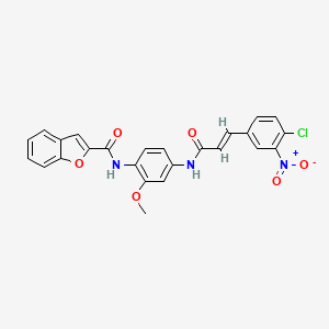 molecular formula C25H18ClN3O6 B3972398 N-(4-{[(2E)-3-(4-chloro-3-nitrophenyl)prop-2-enoyl]amino}-2-methoxyphenyl)-1-benzofuran-2-carboxamide 