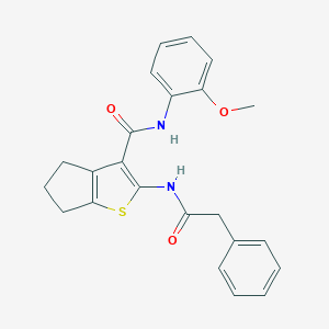 molecular formula C23H22N2O3S B397244 N-(2-methoxyphenyl)-2-[(phenylacetyl)amino]-5,6-dihydro-4H-cyclopenta[b]thiophene-3-carboxamide 