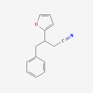 molecular formula C14H13NO B3972588 3-(Furan-2-yl)-4-phenylbutanenitrile 