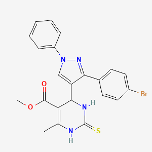 molecular formula C22H19BrN4O2S B3972677 methyl 4-[3-(4-bromophenyl)-1-phenyl-1H-pyrazol-4-yl]-6-methyl-2-thioxo-1,2,3,4-tetrahydropyrimidine-5-carboxylate 