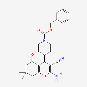molecular formula C25H29N3O4 B3972705 benzyl 4-(2-amino-3-cyano-7,7-dimethyl-5-oxo-5,6,7,8-tetrahydro-4H-chromen-4-yl)piperidine-1-carboxylate 