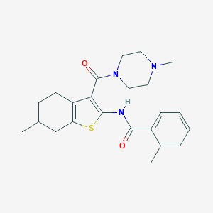molecular formula C23H29N3O2S B397275 2-methyl-N-{6-methyl-3-[(4-methyl-1-piperazinyl)carbonyl]-4,5,6,7-tetrahydro-1-benzothien-2-yl}benzamide 