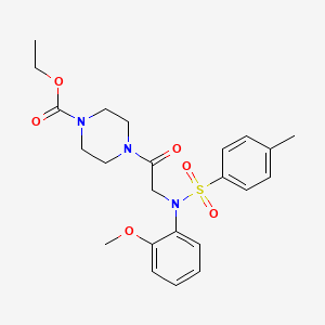 molecular formula C23H29N3O6S B3972784 Ethyl 4-{2-[N-(2-methoxyphenyl)4-methylbenzenesulfonamido]acetyl}piperazine-1-carboxylate 