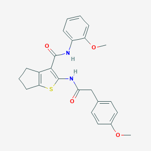 molecular formula C24H24N2O4S B397284 N-(2-methoxyphenyl)-2-{[(4-methoxyphenyl)acetyl]amino}-5,6-dihydro-4H-cyclopenta[b]thiophene-3-carboxamide 