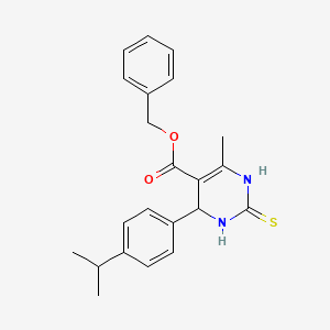 molecular formula C22H24N2O2S B3973022 BENZYL 6-METHYL-4-[4-(PROPAN-2-YL)PHENYL]-2-SULFANYLIDENE-1,2,3,4-TETRAHYDROPYRIMIDINE-5-CARBOXYLATE 