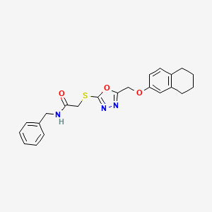 molecular formula C22H23N3O3S B3973287 N-benzyl-2-({5-[(5,6,7,8-tetrahydronaphthalen-2-yloxy)methyl]-1,3,4-oxadiazol-2-yl}sulfanyl)acetamide 