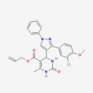 molecular formula C25H23ClN4O4 B3973342 prop-2-en-1-yl 4-[3-(3-chloro-4-methoxyphenyl)-1-phenyl-1H-pyrazol-4-yl]-6-methyl-2-oxo-1,2,3,4-tetrahydropyrimidine-5-carboxylate 