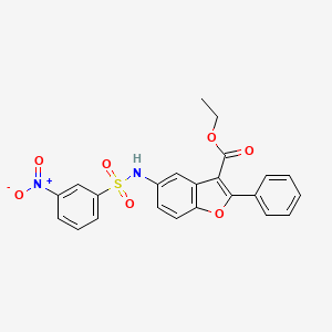 molecular formula C23H18N2O7S B3973420 Ethyl 5-(3-nitrobenzenesulfonamido)-2-phenyl-1-benzofuran-3-carboxylate 