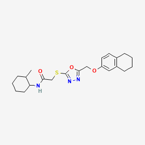 molecular formula C22H29N3O3S B3973468 N-(2-methylcyclohexyl)-2-[[5-(5,6,7,8-tetrahydronaphthalen-2-yloxymethyl)-1,3,4-oxadiazol-2-yl]sulfanyl]acetamide 