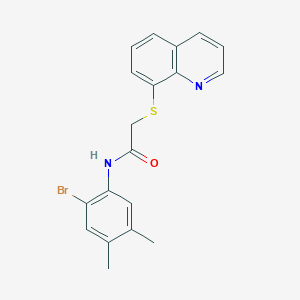 molecular formula C19H17BrN2OS B3973471 N-(2-bromo-4,5-dimethylphenyl)-2-quinolin-8-ylsulfanylacetamide 