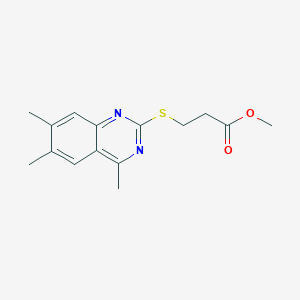molecular formula C15H18N2O2S B3973740 Methyl 3-(4,6,7-trimethylquinazolin-2-yl)sulfanylpropanoate 