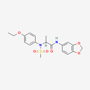molecular formula C19H22N2O6S B3973912 N-(1,3-benzodioxol-5-yl)-2-(4-ethoxy-N-methylsulfonylanilino)propanamide 