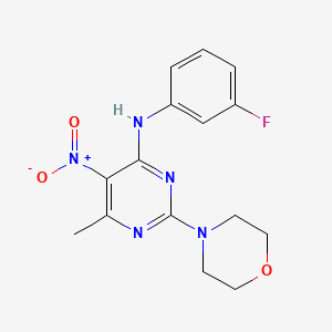 molecular formula C15H16FN5O3 B3974105 N-(3-fluorophenyl)-6-methyl-2-(morpholin-4-yl)-5-nitropyrimidin-4-amine 