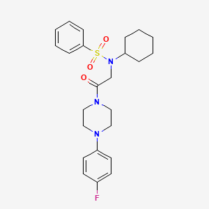 molecular formula C24H30FN3O3S B3974173 N-cyclohexyl-N-{2-[4-(4-fluorophenyl)piperazin-1-yl]-2-oxoethyl}benzenesulfonamide 