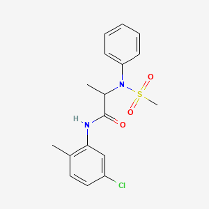 molecular formula C17H19ClN2O3S B3974324 N-(5-chloro-2-methylphenyl)-2-(N-methylsulfonylanilino)propanamide 