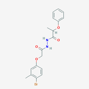 molecular formula C18H19BrN2O4 B397442 N'-[2-(4-bromo-3-methylphenoxy)acetyl]-2-phenoxypropanehydrazide 