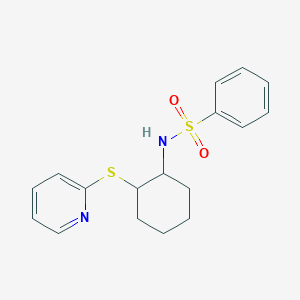molecular formula C17H20N2O2S2 B3974472 N-(2-(pyridin-2-ylthio)cyclohexyl)benzenesulfonamide 