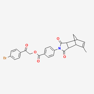 molecular formula C25H20BrNO5 B3974732 2-(4-bromophenyl)-2-oxoethyl 4-(5-methyl-1,3-dioxo-1,3,3a,4,7,7a-hexahydro-2H-4,7-methanoisoindol-2-yl)benzoate 