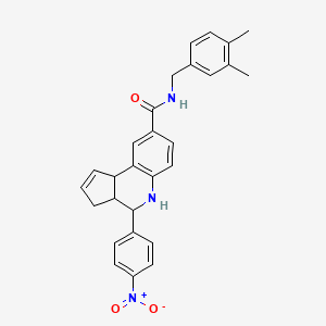 molecular formula C28H27N3O3 B3975080 N-[(3,4-Dimethylphenyl)methyl]-4-(4-nitrophenyl)-3H,3AH,4H,5H,9BH-cyclopenta[C]quinoline-8-carboxamide 