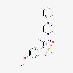 molecular formula C22H29N3O4S B3975129 N-(4-ethoxyphenyl)-N-[1-oxo-1-(4-phenylpiperazin-1-yl)propan-2-yl]methanesulfonamide 