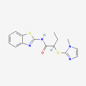 molecular formula C15H16N4OS2 B3975528 N~1~-(1,3-BENZOTHIAZOL-2-YL)-2-[(1-METHYL-1H-IMIDAZOL-2-YL)SULFANYL]BUTANAMIDE 