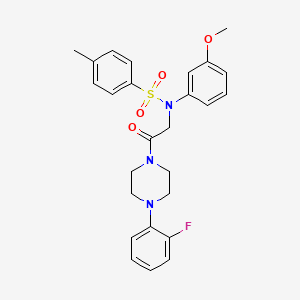 molecular formula C26H28FN3O4S B3975588 N-[2-[4-(2-fluorophenyl)piperazin-1-yl]-2-oxoethyl]-N-(3-methoxyphenyl)-4-methylbenzenesulfonamide 