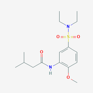 molecular formula C16H26N2O4S B3975601 N-[5-(diethylsulfamoyl)-2-methoxyphenyl]-3-methylbutanamide 