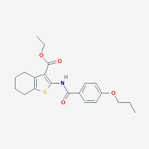 molecular formula C21H25NO4S B397581 Ethyl 2-[(4-propoxybenzoyl)amino]-4,5,6,7-tetrahydro-1-benzothiophene-3-carboxylate 