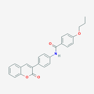 molecular formula C25H21NO4 B397583 N-[4-(2-oxo-2H-chromen-3-yl)phenyl]-4-propoxybenzamide 