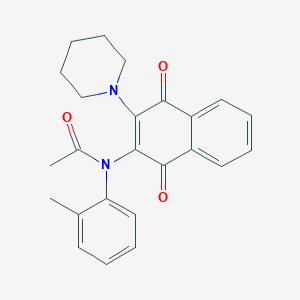 molecular formula C24H24N2O3 B3975926 N-(1,4-dioxo-3-piperidin-1-ylnaphthalen-2-yl)-N-(2-methylphenyl)acetamide 