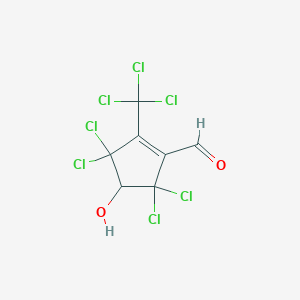(+)-4-Hydroxy-3,3,5,5-tetrachloro-2-(trichloromethyl)-1-cyclopentene-1-carboxaldehyde
