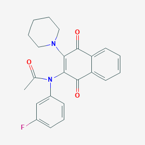 molecular formula C23H21FN2O3 B3976176 N-(1,4-dioxo-3-piperidin-1-ylnaphthalen-2-yl)-N-(3-fluorophenyl)acetamide 