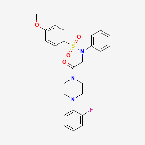 molecular formula C25H26FN3O4S B3976254 N-{2-[4-(2-fluorophenyl)piperazin-1-yl]-2-oxoethyl}-4-methoxy-N-phenylbenzenesulfonamide 