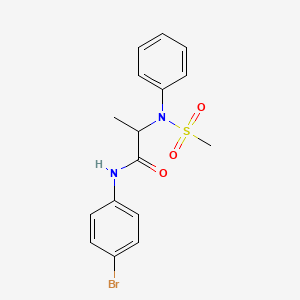 molecular formula C16H17BrN2O3S B3976265 N-(4-bromophenyl)-2-(N-methylsulfonylanilino)propanamide 