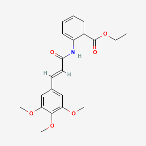 molecular formula C21H23NO6 B3976292 ETHYL 2-{[(E)-3-(3,4,5-TRIMETHOXYPHENYL)-2-PROPENOYL]AMINO}BENZOATE 
