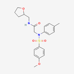 molecular formula C21H26N2O5S B3976343 2-[N-(4-METHYLPHENYL)4-METHOXYBENZENESULFONAMIDO]-N-[(OXOLAN-2-YL)METHYL]ACETAMIDE 